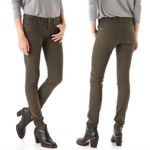 Vince Welt Pocket Dark Olive Tencel Skinny Moto Ankle Stretch Jeans Womens Sz 25